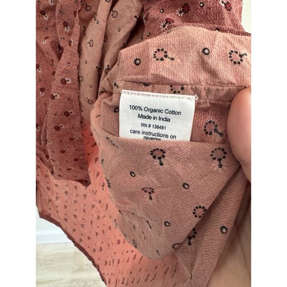 DOMI Pink V Neck Patterned Blouse Organic Cotton Small u5009 - Picture 4 of 4